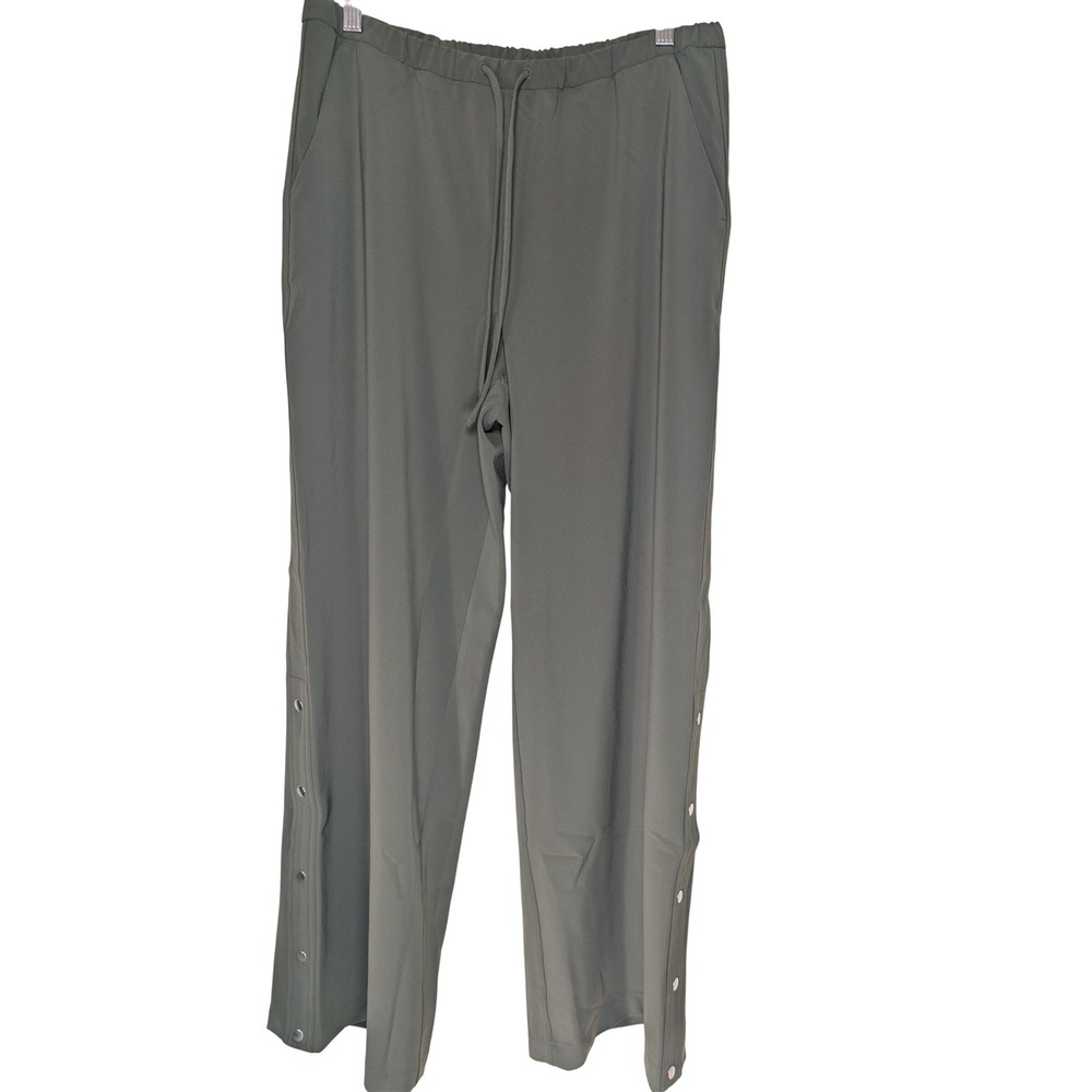 Athleta Womens Olive Green Wide‎ Leg Snap Button Side Pants 767531-03 Size M - Picture 3 of 11